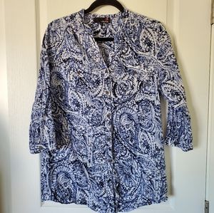 🌵LAURA Paisley Button Up Tunic Size L